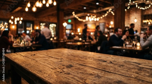Wooden table in restaurant.