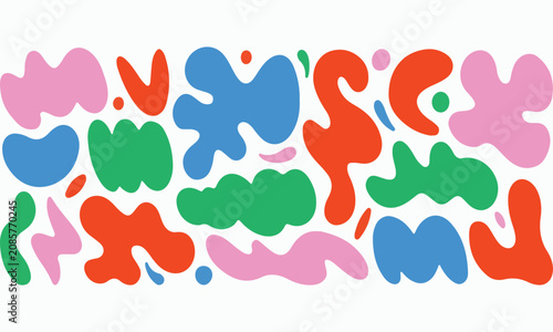 Abstract fluid shapes pattern graphic design, modern colorful forms creative vector texture, organic blob background, trendy illustration style template banner or header backdrop for website art print