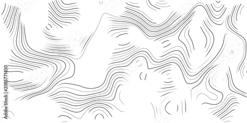 Topographic map contour lines on white background for design and illustration