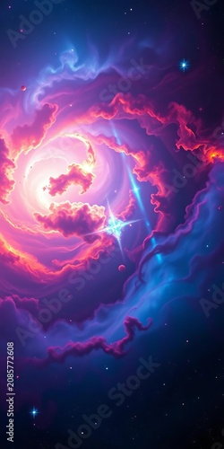 Swirling cosmic nebulae in vibrant hues evoke a sense of infinite space and wonder,  background,  celestial