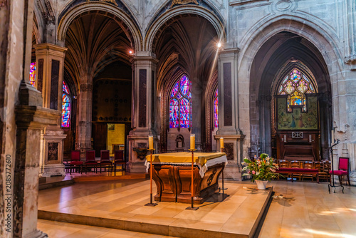 Altar Basilica Stained Glass Saint Severin Church Paris France