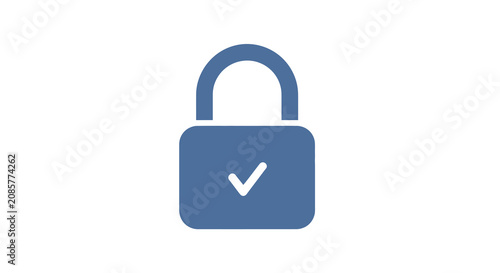 Padlock Security Icon Flat Blue Design With Checkmark