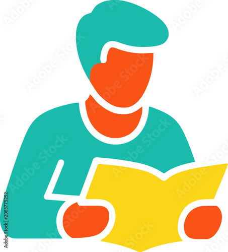 Canvastavla Person Reading Book Flat Icon