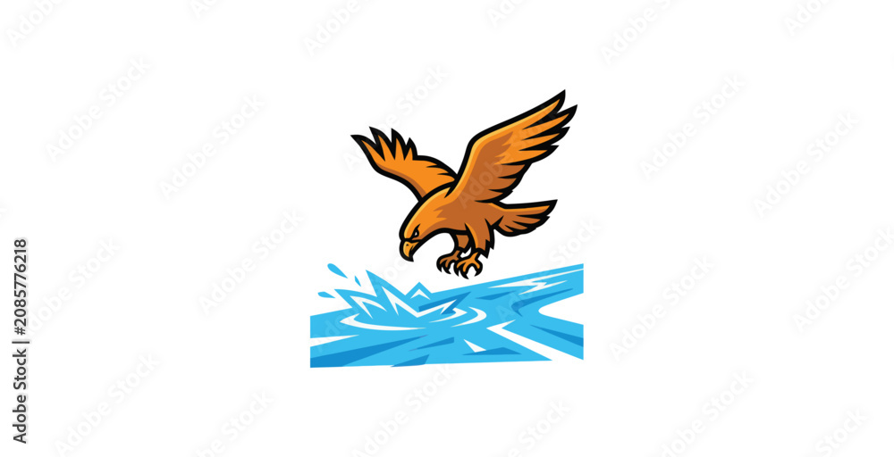 Naklejka premium Eagle Diving Mascot Vector Illustration