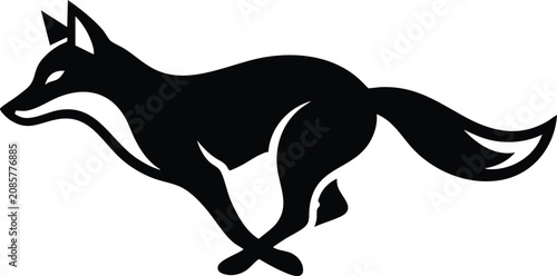 Foto Dynamic black fox silhouette vector illustration depicting a swift running wild