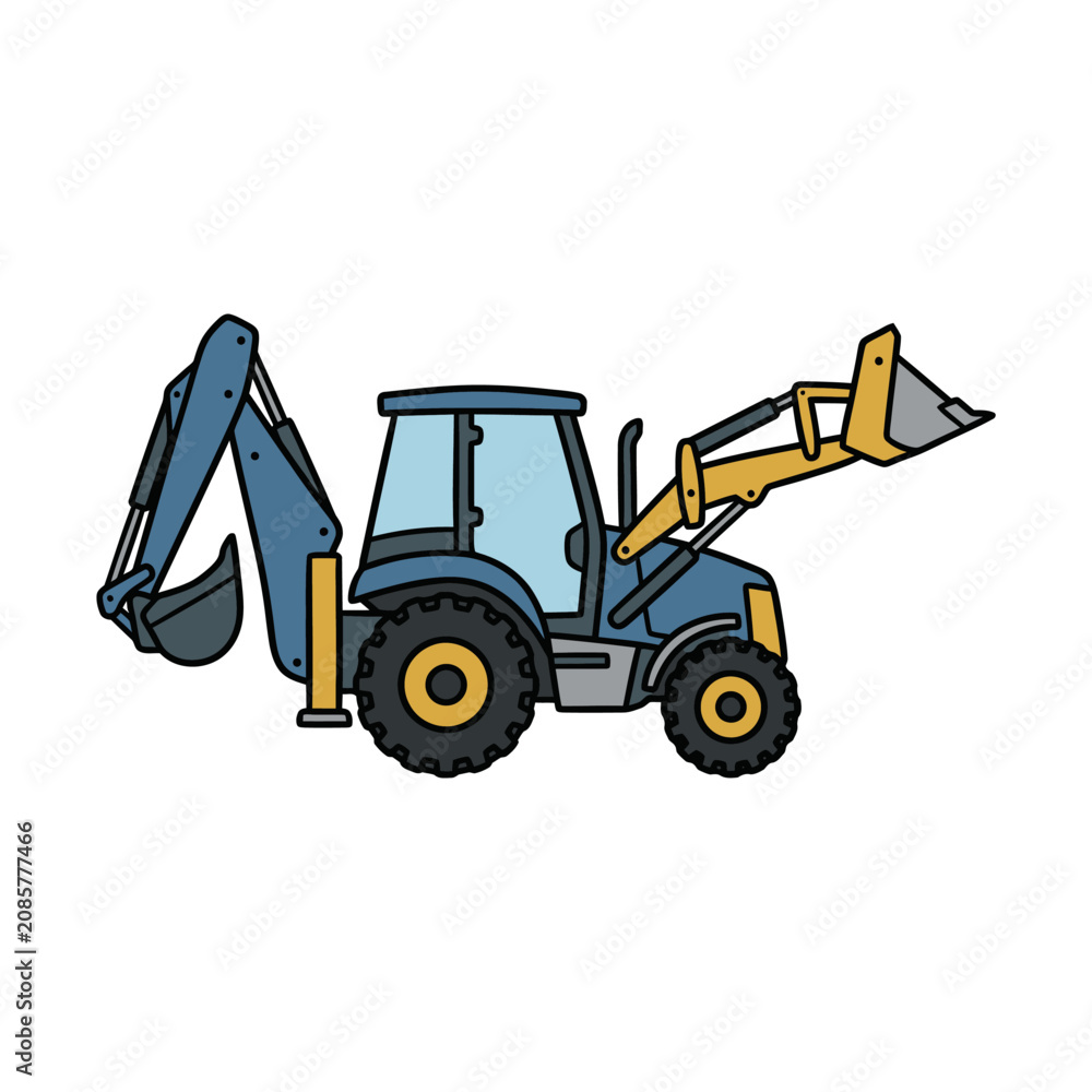 Naklejka premium Backhoe Loader Construction Equipment Machine.