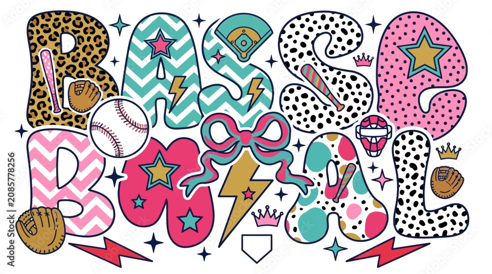 Naklejka premium baseball game colorful vector illustration