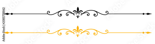 Elegant gold and black vintage decorative dividers with floral ornaments