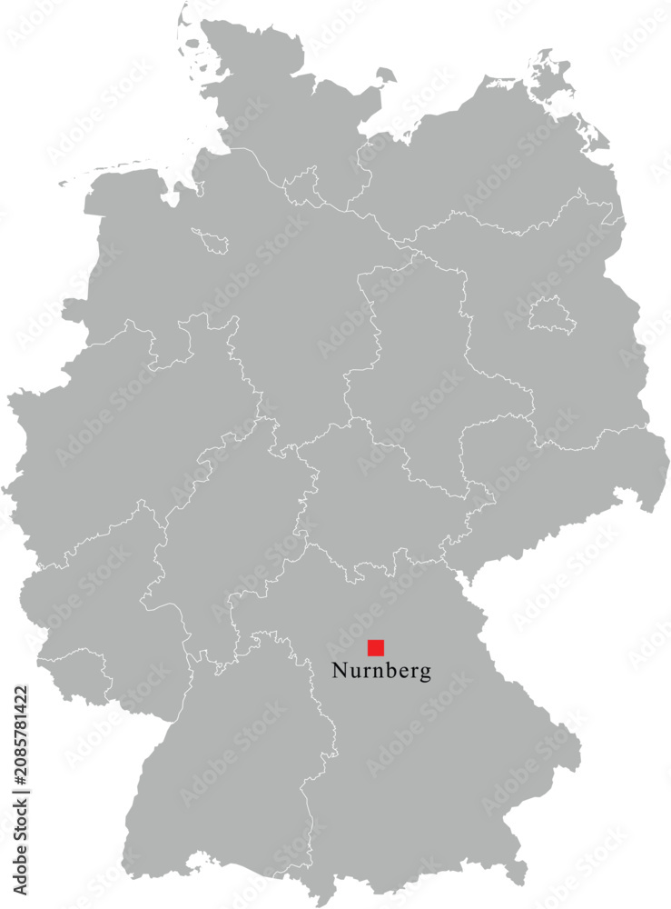 Fototapeta premium Nuremberg City Location Pin on Germany Map
