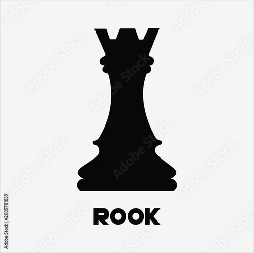 Chess Rook Piece Silhouette Vector Isolated Black Chess Icon