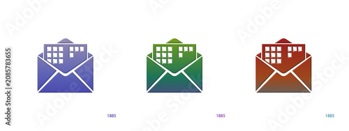 Colorful email envelope icons with calendar date sheets