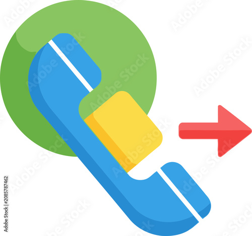 Fotografia Phone receiver icon with outgoing call arrow and green circle background