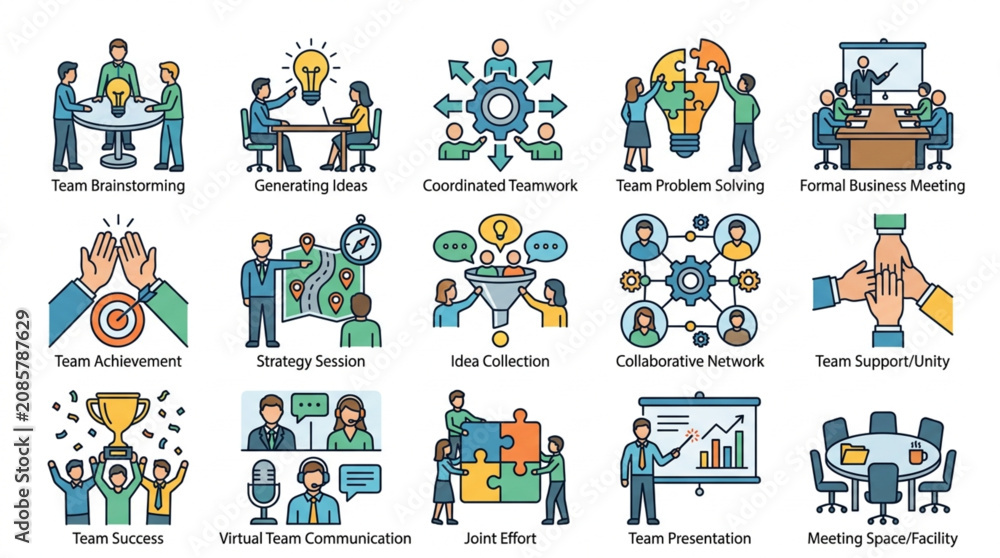 Fototapeta premium Colorful Business Concepts and Teamwork Illustrations.