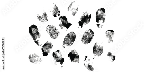 Fotografie Set of black fingerprint marks and thumbprint patterns