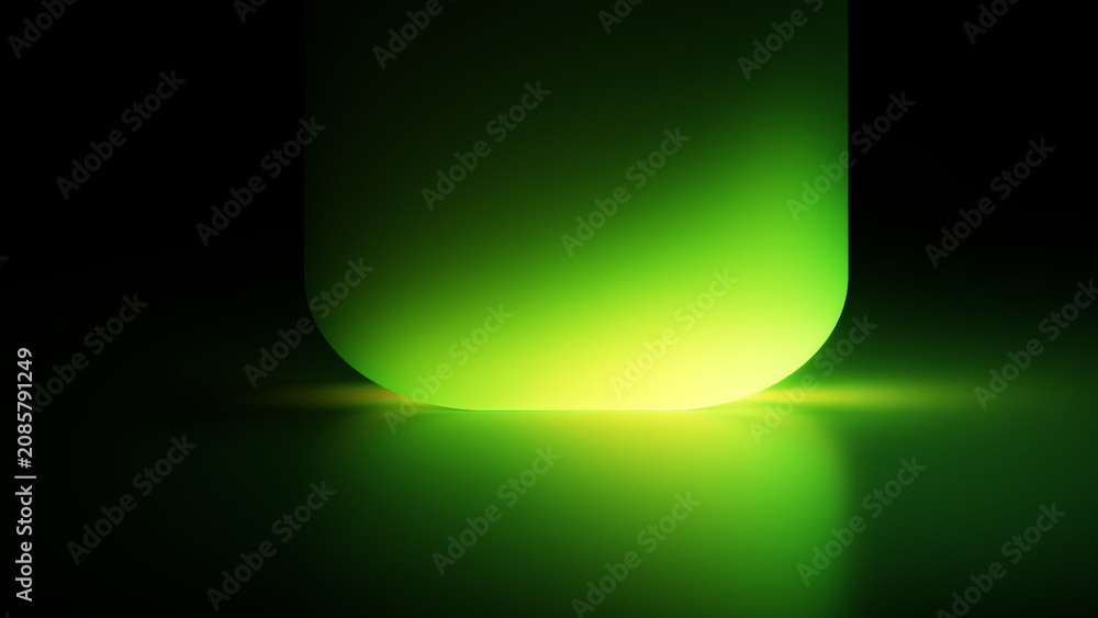 Naklejka premium Glowing green block background with dark minimalist gradient space.