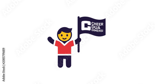 Stylized male fan character holding a 