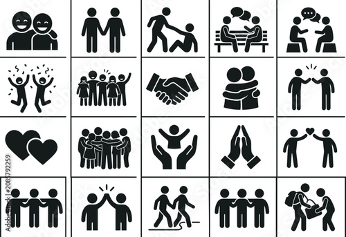 Bild auf Leinwand Black people relation icons