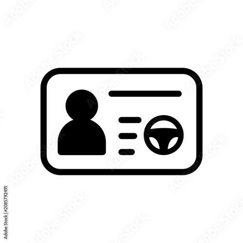 Driver license vector icon. Line ID card silhouette illustration
