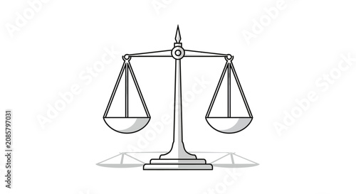 Fotografía Outline Icon of Balance Scales with Subtle Shadow Effect, Symbolizing Legal and