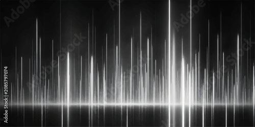 Abstract light streaks on a dark background representing data flow or sound waves in vector illustration