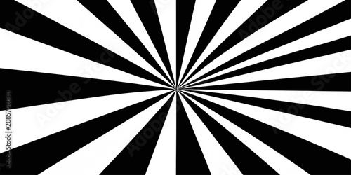 Black and white sunburst pattern vector illustration with radiating lines for graphic design backgrounds