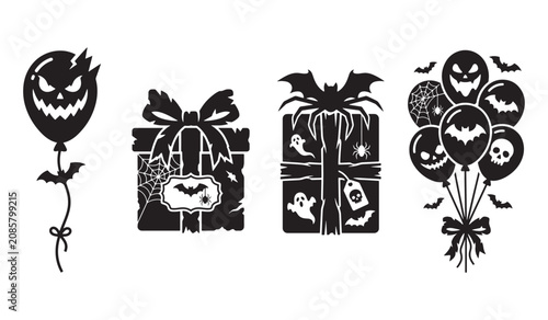 Halloween Gift and Balloon Elements Set