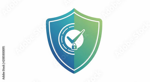 Modern security shield icon with checkmark and padlock, symbolizing data protection, online safety, system verification, and cyber defense.