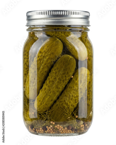 Cuadro en lienzo Glass mason jar filled with whole dill pickles and pickling spices