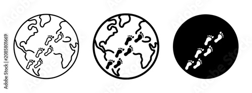 Konstfotografi Global Footprints Icon Set, Earth Planet Steps Collection, Environmental Impact