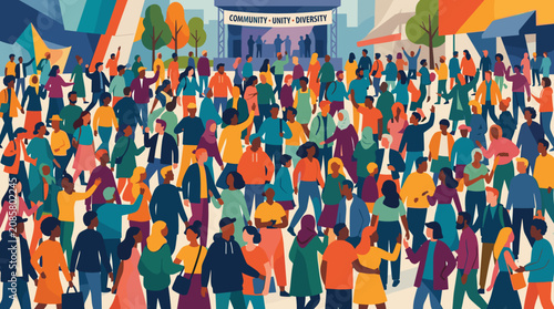 Community people silhouette crowd with varied human figures for social network audience demographic teamwork public gathering presentation design concept crowd people silhouettes community
