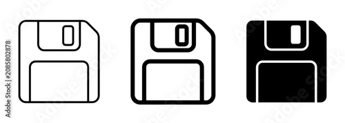 Foto Floppy Disk Icons Set, Save Icon Variations, Retro Data Storage