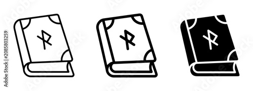 Принти на полотні Rune Book Icons, Ancient Grimoire Symbols, Mystical Spellbook Graphics, Esoteric
