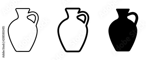 Ancient Amphora Icons, Greek Vase Vector Graphics, Ceramic Jug Silhouette, Classical Pottery Art