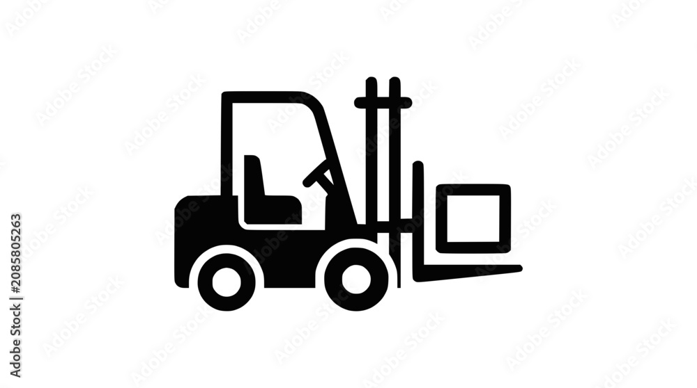 Naklejka premium Forklift Truck Icon Carrying Cargo Box
