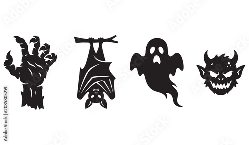 Halloween Silhouette Icons Set