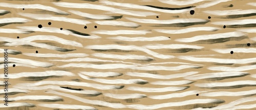 Seamless Abstract Hand-Painted Black and White Brush Pattern on Warm Neutral Paper