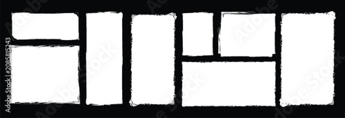 Fotografie Rough brush stroke rectangle shape frame set