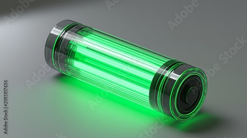 A close-up view of a green fluorescent light tube