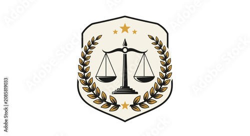 Canvastavla Premium Legal Justice Scale Logo with Shield Laurel Wreath and Gold Stars on Iso