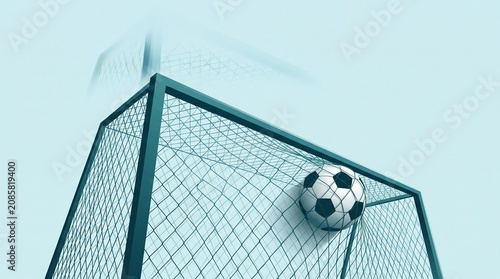 Minimal Soccer Goal with Ball Inside Net Sports Background Illustration