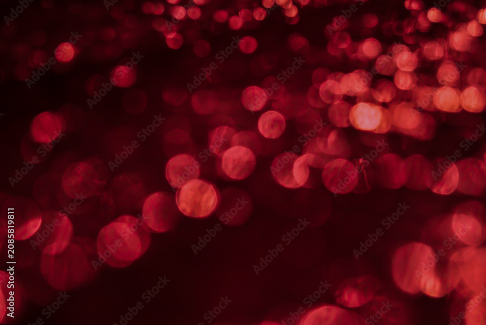 Fototapeta premium Red Abstract Bokeh Background With Soft Defocused Light Circles