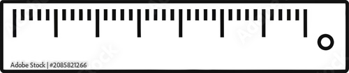 Foto Close-up of a black and white ruler with precise markings and a zero indicator