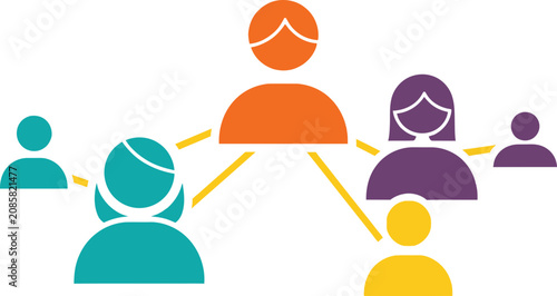 Canvastavla Diverse team collaboration network, connected people icons, leadership concept