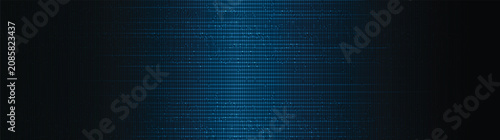Panoramic layered blue circuit grid on dark digital technology background, vector.