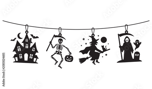 Halloween Hanging Ornaments Elements Set