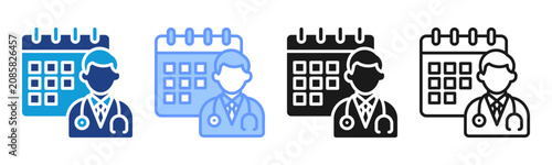 Doctor Schedule icon set multiple style collection