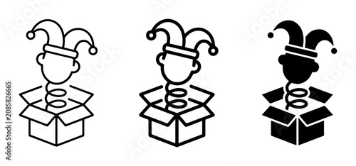 Foto Jack in the Box Icons, Surprise Toy Vector Graphics, Playful Surprise Elements