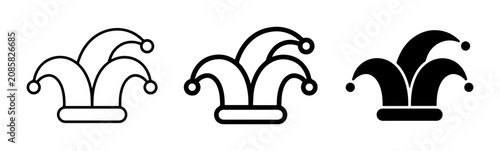 Cuadro en lienzo Jester Hat Icons, Fool Cap Symbols, Court Jester Headwear Vector Graphics