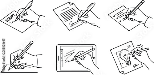 Schilderij op canvas Hand writing checklist form vector set, simple line art content creator collecti