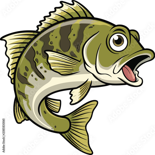 A drawing of a fish with a mouth open and a mouth open Print